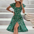 Florales Maxi-Kleid Beinschlitz Detail - Solea Schweiz