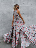V-Ausschnitt Blumen-Maxikleid – Vorderansicht