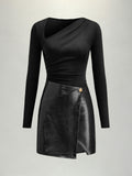 Elegantes Patchwork-Midikleid