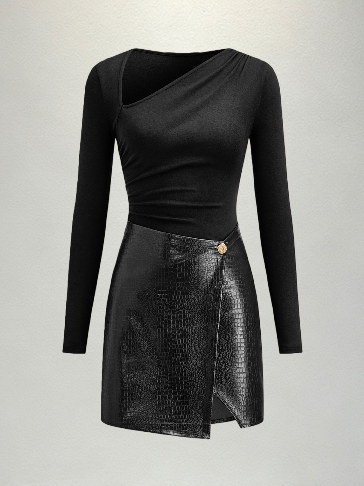 Elegantes Patchwork-Midikleid
