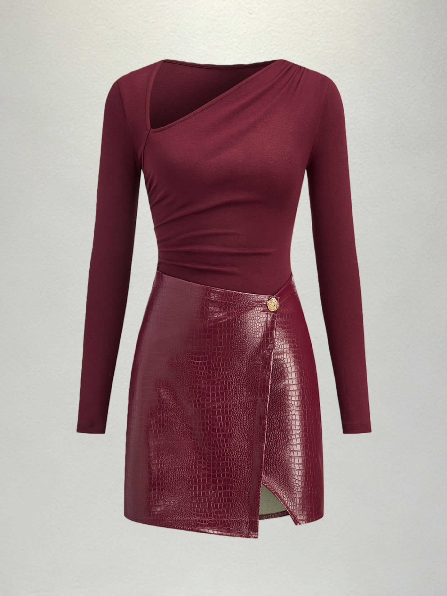 Elegantes Patchwork-Midikleid
