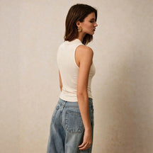Neckholder Top V-Ausschnitt Seitenansicht – Sévea