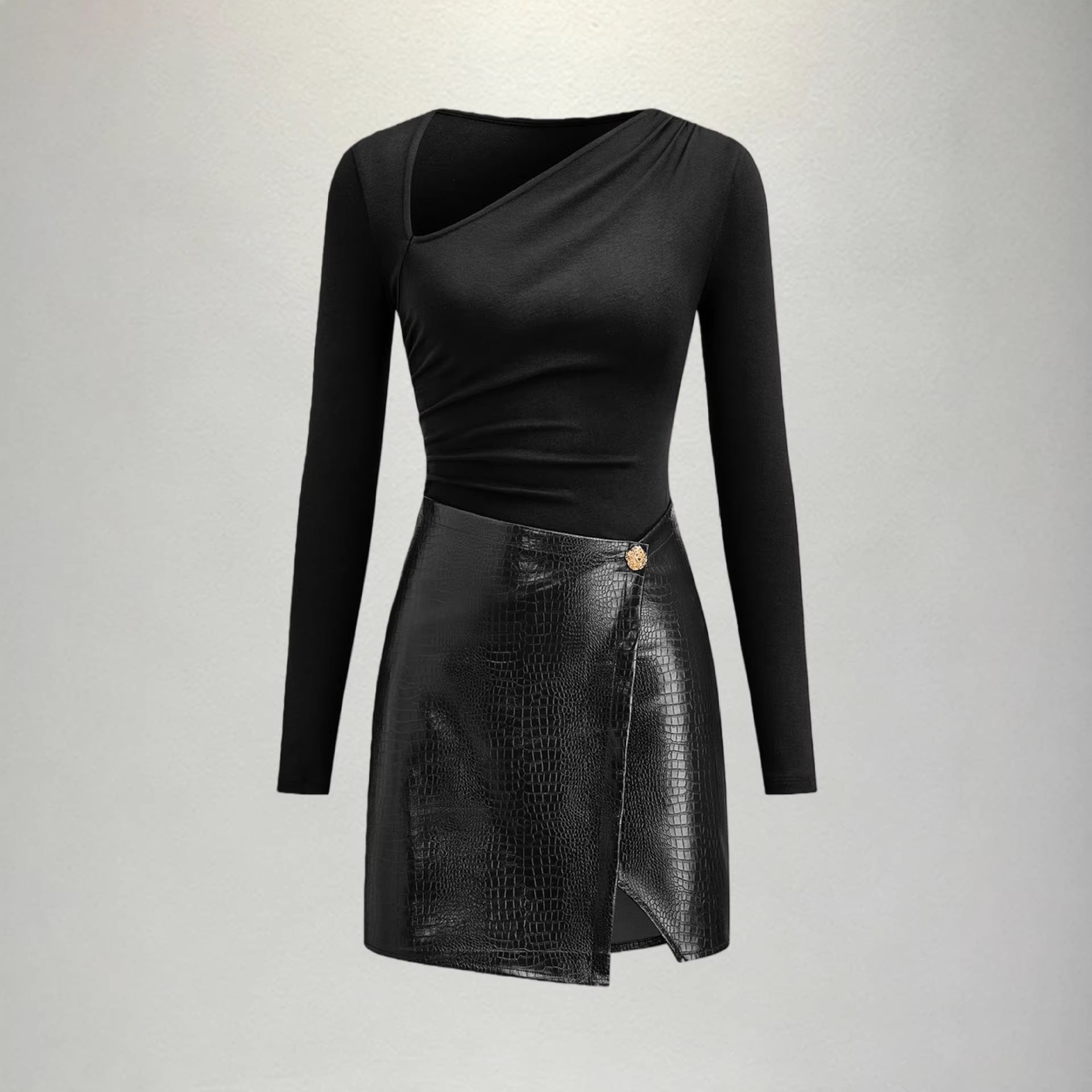Elegantes Patchwork-Midikleid