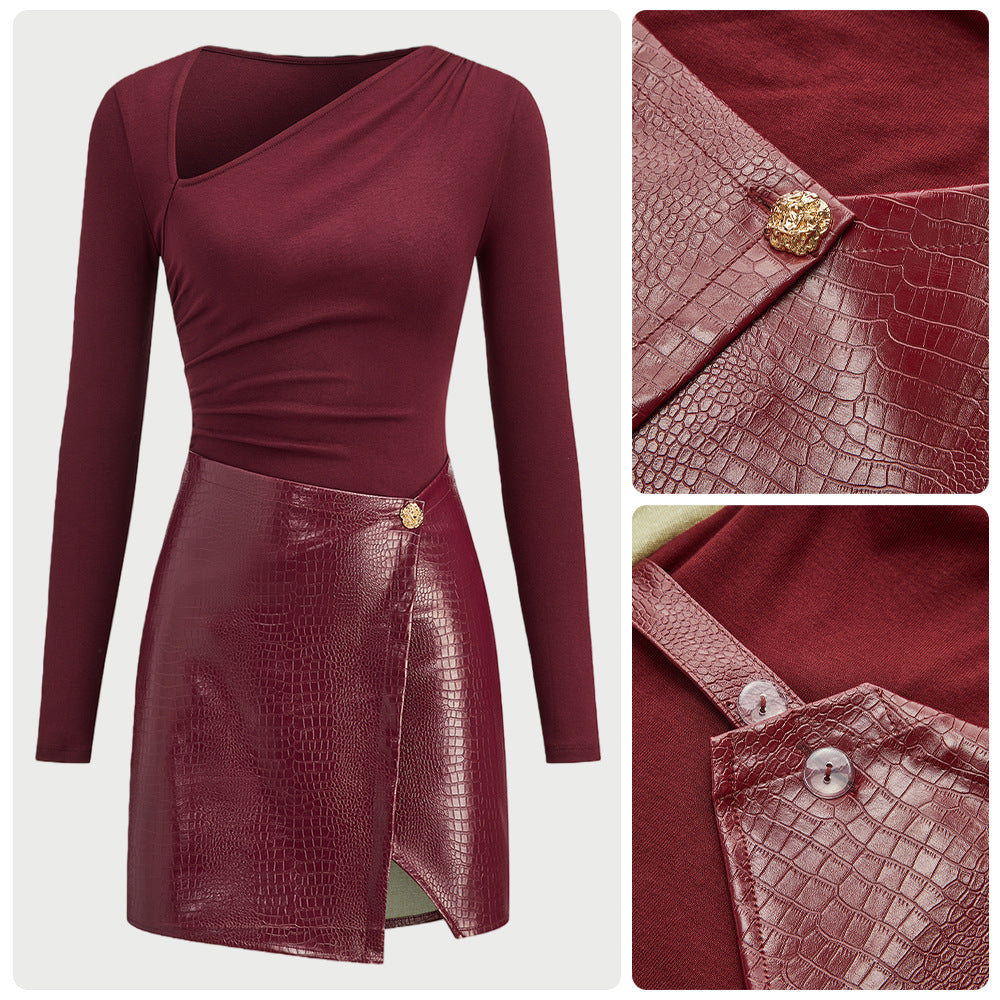 Elegantes Patchwork-Midikleid