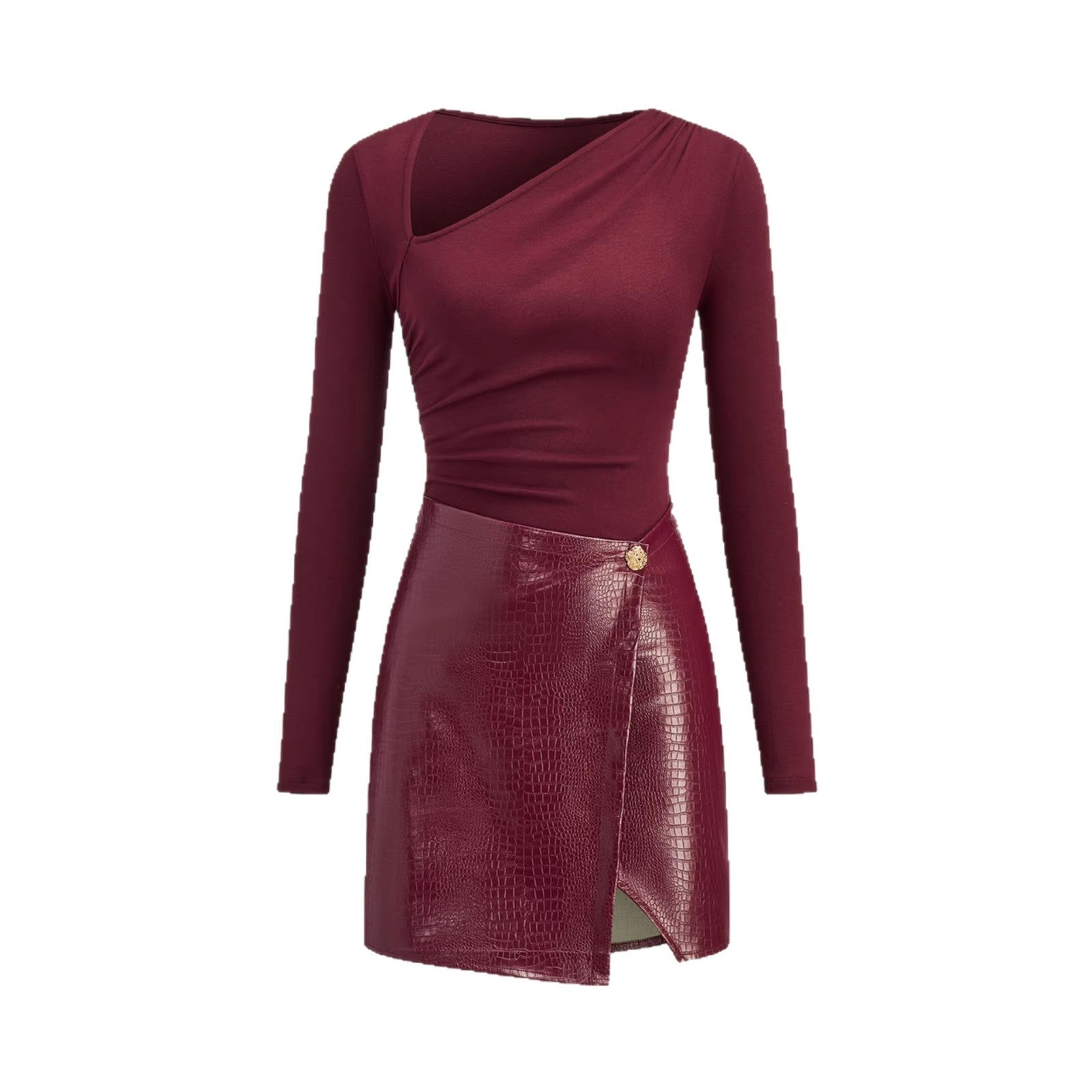 Elegantes Patchwork-Midikleid