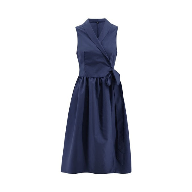 Midi-Kleid Gürtel Frontansicht Sommer Damen – Sévea Schweiz
