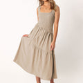 Smock Maxi-Kleid Puffärmel Frontansicht – Sévea Schweiz