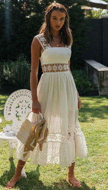 Boho Spitzen-Kleid Rückansicht – Sévea Damen