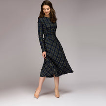 Kariertes Kleid Midi elegant Detail – Sévea Schweiz