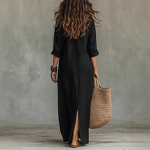 Elegantes Langarm-Kleid Frontansicht – Sévea Damen