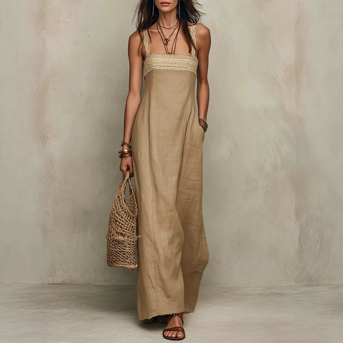 Elegantes Maxi Trägerkleid Damen – Sévea Schweiz