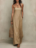 Elegantes Maxi Trägerkleid Rückansicht – Sévea Damen