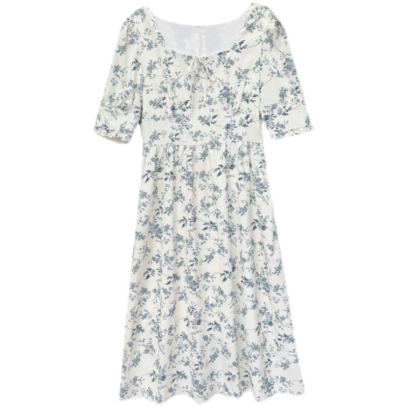 Florales Square-Neck Midi-Kleid Rückansicht – Sévea