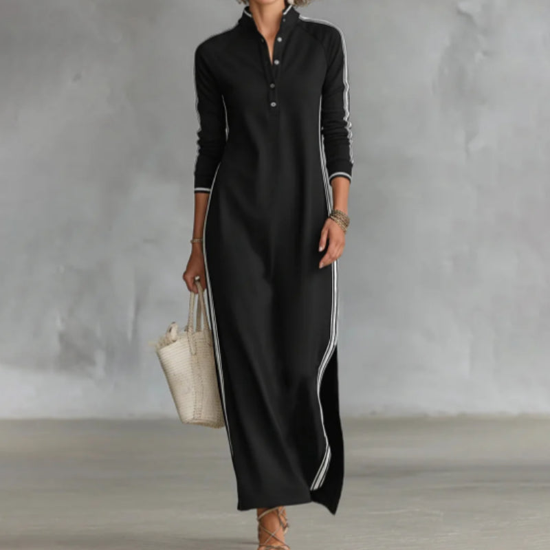 Minimalistisches Maxi-Kleid Rückansicht Schwarz – Sévea Alltagskleid