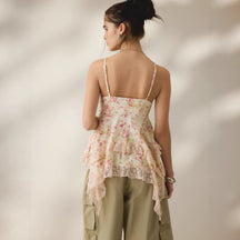 Blumen Chiffon Top Rückansicht Damen – Sévea