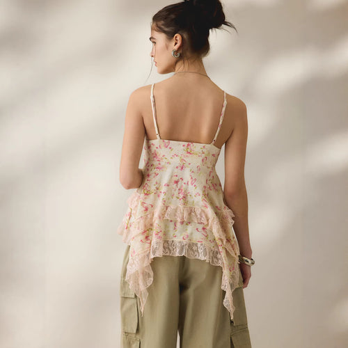 Blumen Chiffon Top Rückansicht Damen – Sévea