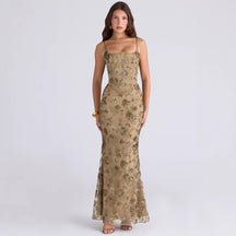 Rükenfreies Schnürkleid High Waist Maxi Damen – Sévea