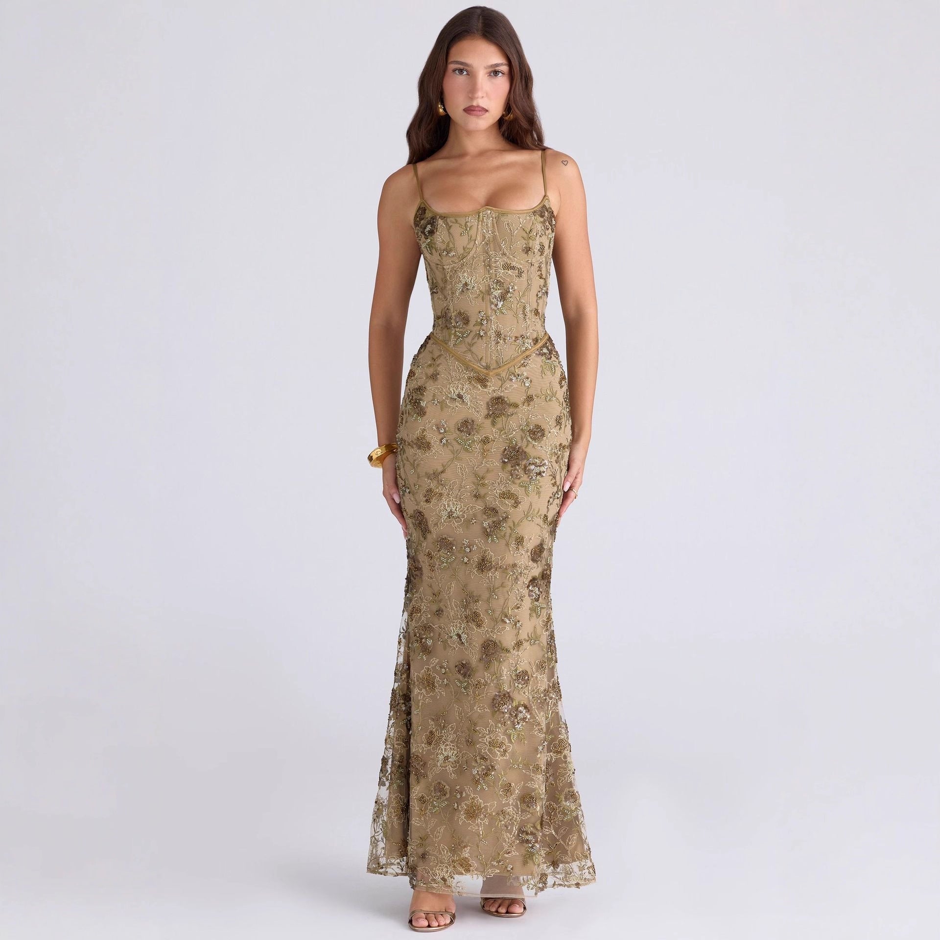 Rükenfreies Schnürkleid High Waist Maxi Damen – Sévea