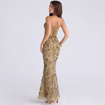 Rükenfreies Maxi Schnürkleid Seitenansicht – Sévea Damen