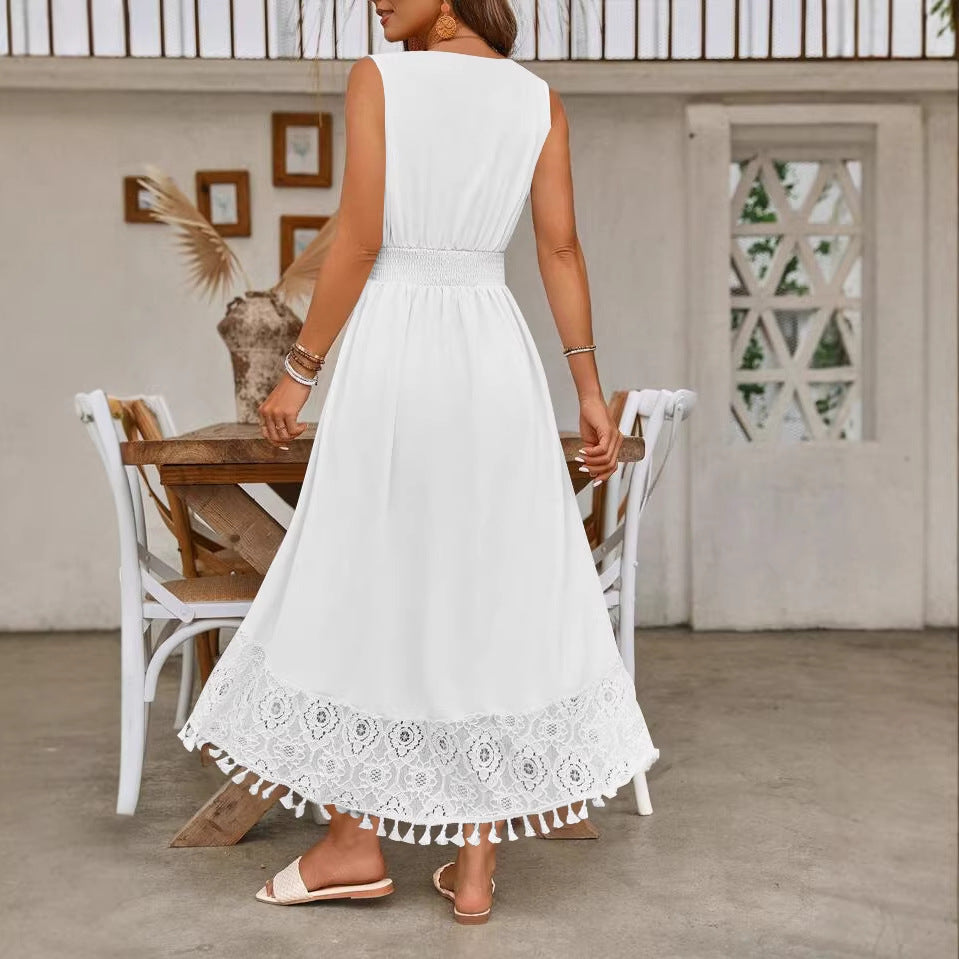 Rükenfreies Spitzenkleid Frontansicht – Sévea Damen