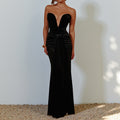 Velvet Maxi-Kleid Rückansicht V-Ausschnitt – Sévea