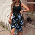 Tropical Maxi-Kleid Palmen-Print Blau Damen – Sévea Urlaubskleid