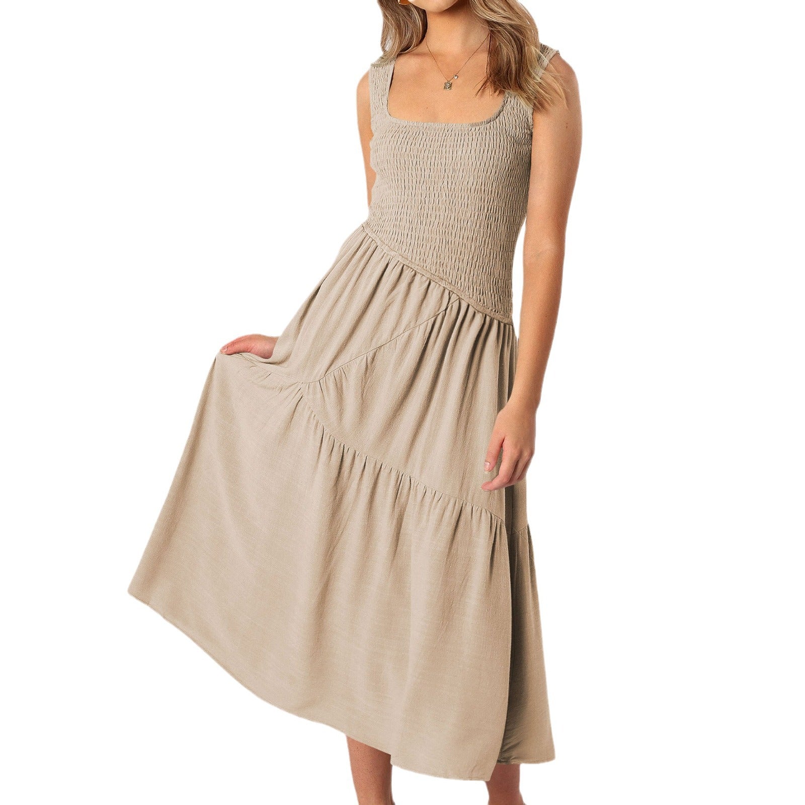 Besticktes Maxikleid Puffärmel Detail Stoff - Sévea Schweiz