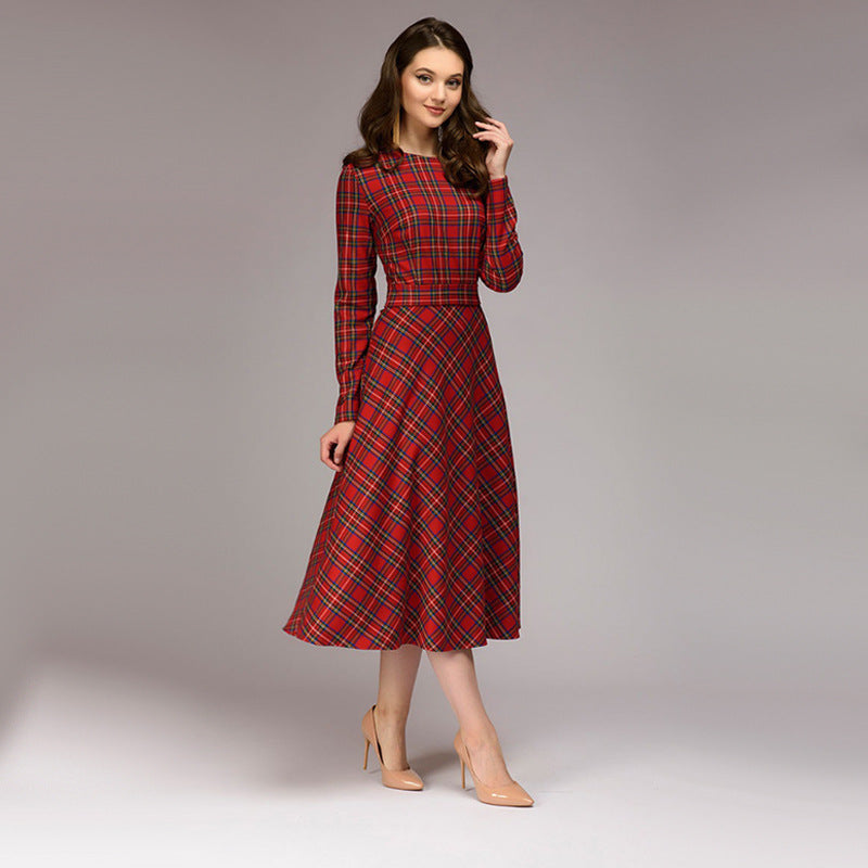 Elegantes Karo-Midikleid schwarz - Solea Alltagskleid Schweiz