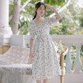Florales Square-Neck Midikleid Print - Solea Alltagskleid Schweiz