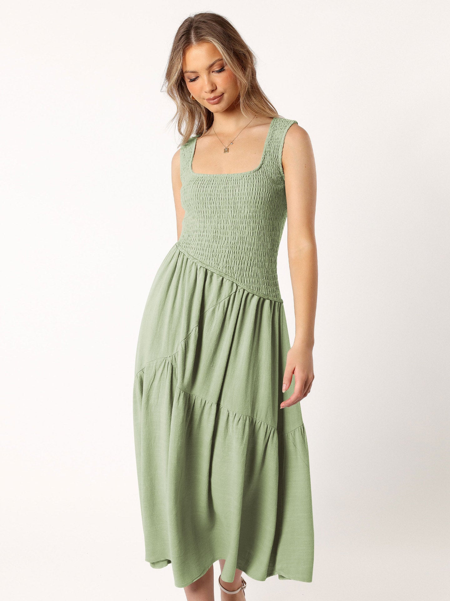 Smock Maxi-Kleid schwarz Seitenansicht - Solea